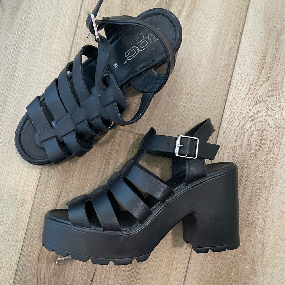 Black Strappy Platform Sandals - image 3